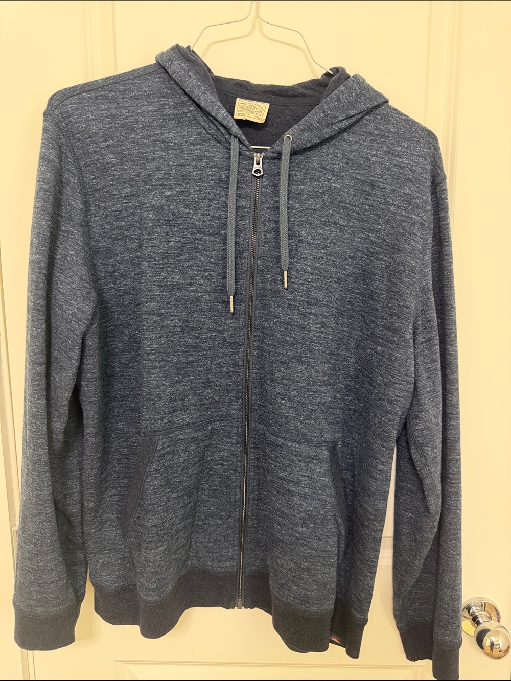 Faherty Men's Heather Navy Full-Zip Hoodie Sweater